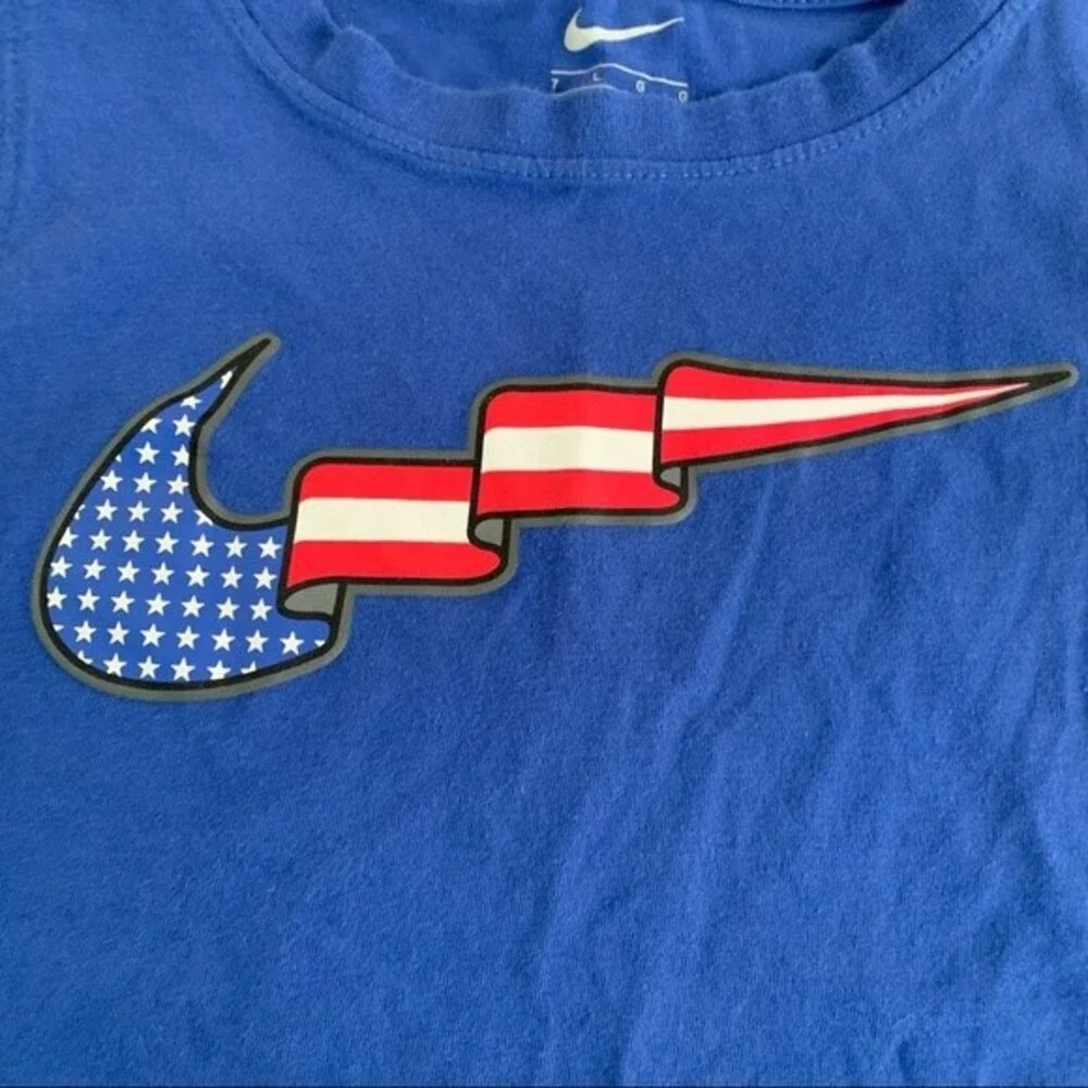 Nike boys patriotic American flag blue tank top -7